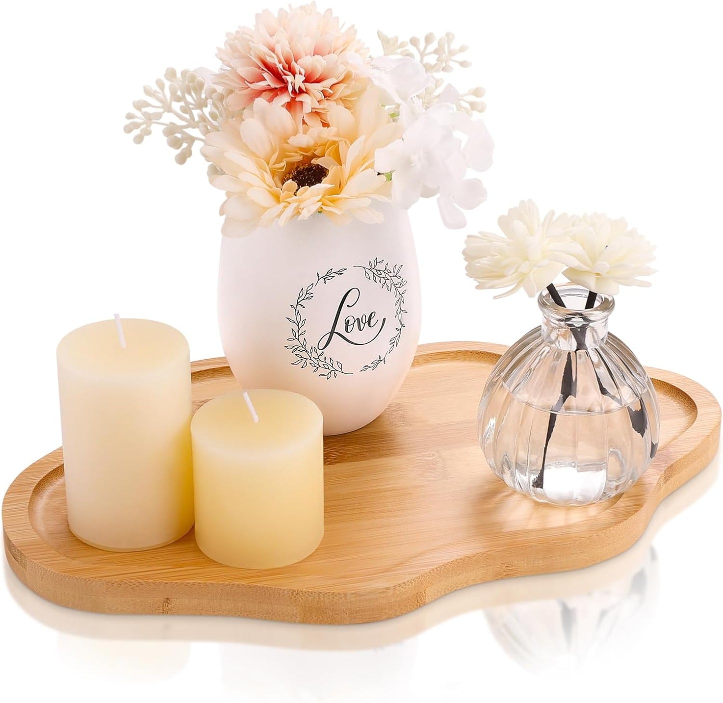 Small Decorative Tray Wood Decorative Serving Tray for Candles Perfume, Cloud Wooden Jewelry Tray Trinket Dish, Wooden Trays for Coffee Table Home Decor