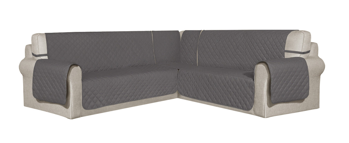 Easy-Going Reversible Couch Cover for 3 Cushion Couch Sofa Cover for Dogs Water Resistant Furniture Protector Cover with Foam Sticks Elastic Straps for Pet Cat (Sofa, Gray/Light Gray)