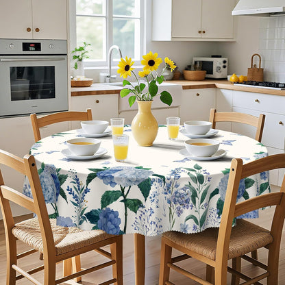 Round Tablecloth, Summer Tablecloths Polyester Waterproof Stain Wrinkle Free, Indoor and Outdoor Table Cover for Kitchen Party Dining Table