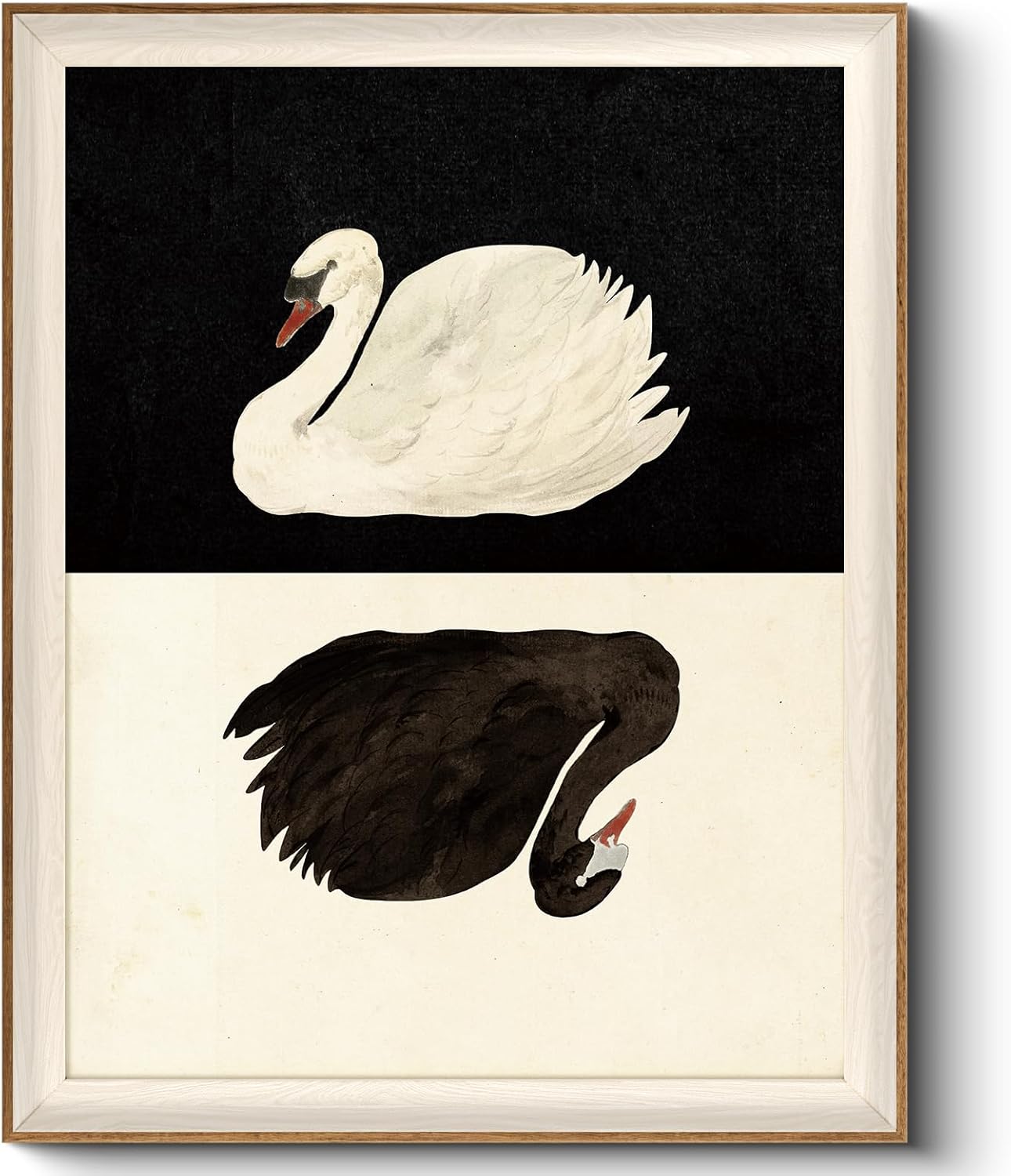 Framed Wall Art for Living Room, Swan Art Canvas Prints, Vintage Home Decor, Animals Painting Picture, Bathroom Wall Decor Gifts for Friends or Family - 12L x 10W