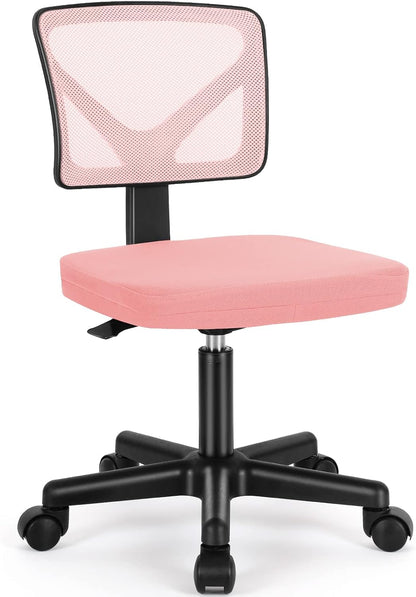 Small Office Desk Chair, Ergonomic Low-Back Mesh Rolling Work Swivel Chairs with Wheels, Armless Comfortable Seat Lumbar Support for Home, Bedroom, Study, Student, Adults,Classic Black