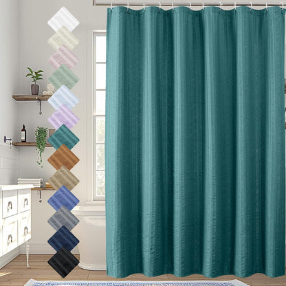 Moga Navy Blue Fabric Shower Curtains for Bathroom - Blue Hotel Spa Polyester Cloth Bath Curtain with 12 Holes, 72x72, Machine Washable, Navy Blue