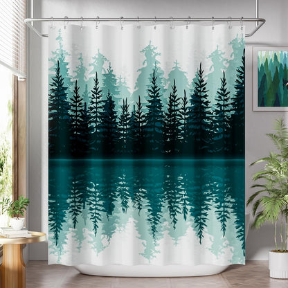 Shower Curtain, Cloth Ombre Black Shower Curtain Set with 12 Hooks, Washable Fabric Black and White Shower Curtain, Rustic Farmhouse Bathroom Shower Curtain, 72x72 Inches