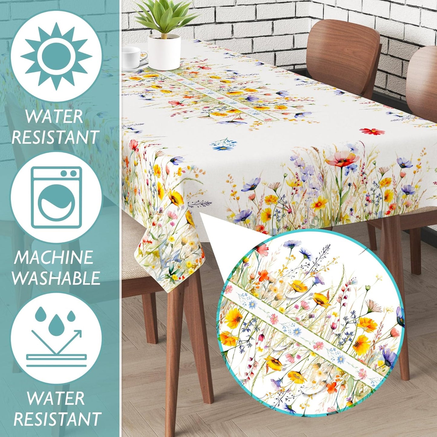 Spring Tablecloth 60x84 Inch for Rectangle Tables - Blooming Flower Spring Decorations for Home - Water Resistant Flower Table Cloth for Party,Table