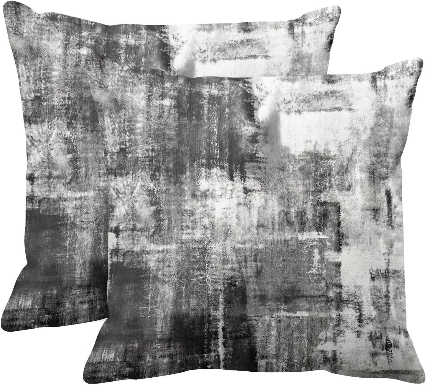 Emvency Set of 2 Throw Pillow Covers Modern Abstract Painting Blue White and Gray Decorative Sofa Pillow Cases Home Decor Standard Square 18x18 Inches Pillowcases