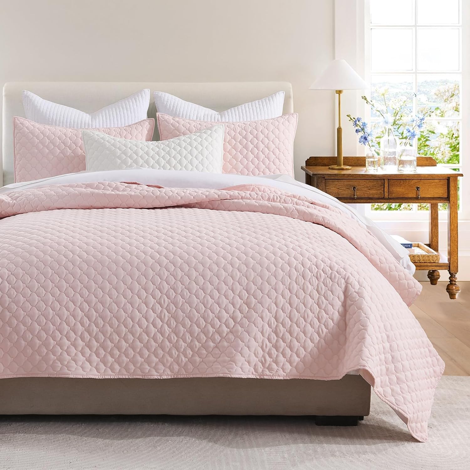 HOME Quilt Set Queen Size Navy Blue, Classic Geometric Diamond Stitched Pattern, Ultra Soft Microfiber Lightweight Bedding Bedspread Coverlet for All Season with 1 Quilt 2 Pillow Shams
