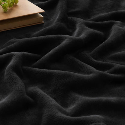 Fleece Blanket Black Throw Blankets for Couch & Bed, Luxury Plush Cozy Fuzzy Blanket 50x60 inches, Super Soft Warm Lightweight Throw Blanket for Travel Camping
