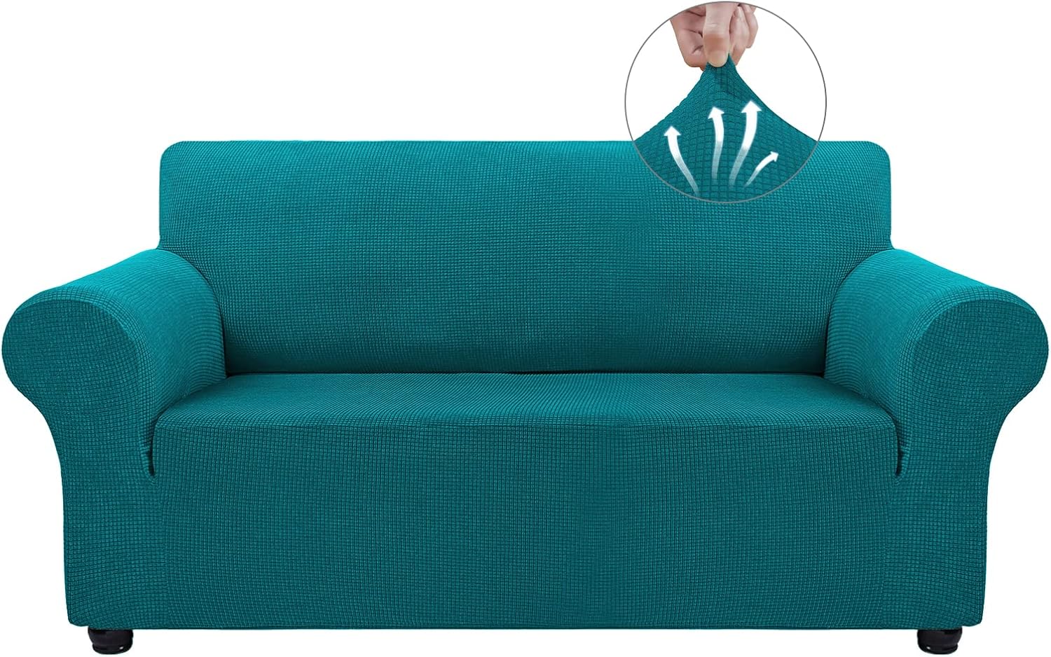 Couch Covers for 3 Cushion Couch Sofa Pet Friendly, 3 Seater Sofa Cover Washable Slipcovers Protector Furniture Covers for Dogs Spandex Jacquard Fabric Small Checks（Large，Black）