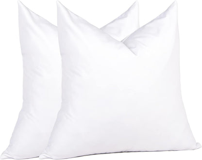 puredown® Feather Down Throw Pillow Inserts 22 x 22 (Pack of 2, White), Big Throw Pillows for Floor, Couch, Bed, Machine Washable