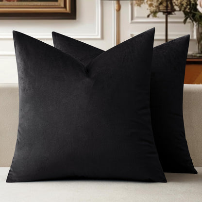 MIULEE Velvet Throw Pillow Covers 18x18 Inch, Pack of 2 - Dark Blue, Super Soft Decorative Square Cushion Cases Modern Luxury Home Decor for Sofa, Couch, Bed, Chair