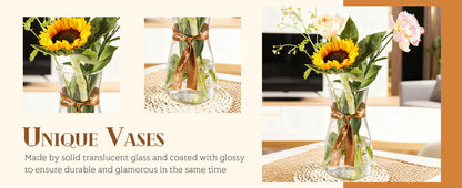 8 inch Clear Glass Flower Vases for Flower Bouquet Decoration Home Centerpiece Wedding Decor Gift