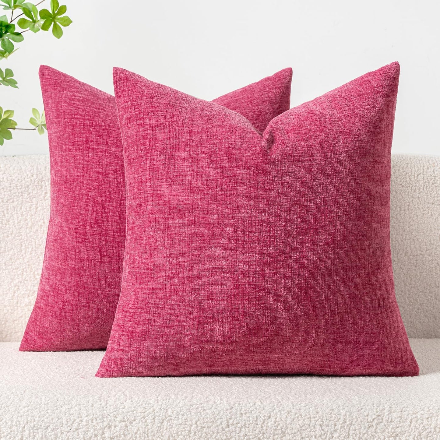 MIULEE Pack of 2 Couch Throw Pillow Covers 18x18 Inch Spring Soft Sage Green Chenille Pillow Covers for Sofa Living Room Solid Dyed Pillow Cases