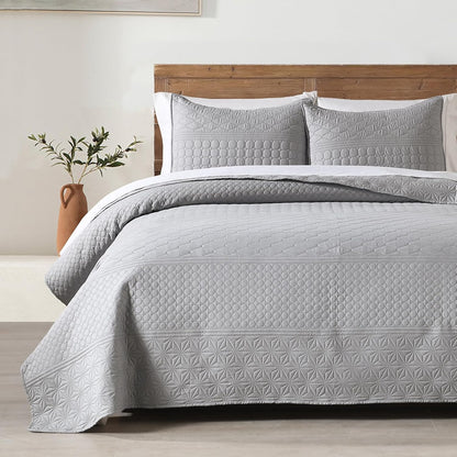 HOME Quilt Set Queen Size Navy Blue, Classic Geometric Diamond Stitched Pattern, Ultra Soft Microfiber Lightweight Bedding Bedspread Coverlet for All Season with 1 Quilt 2 Pillow Shams