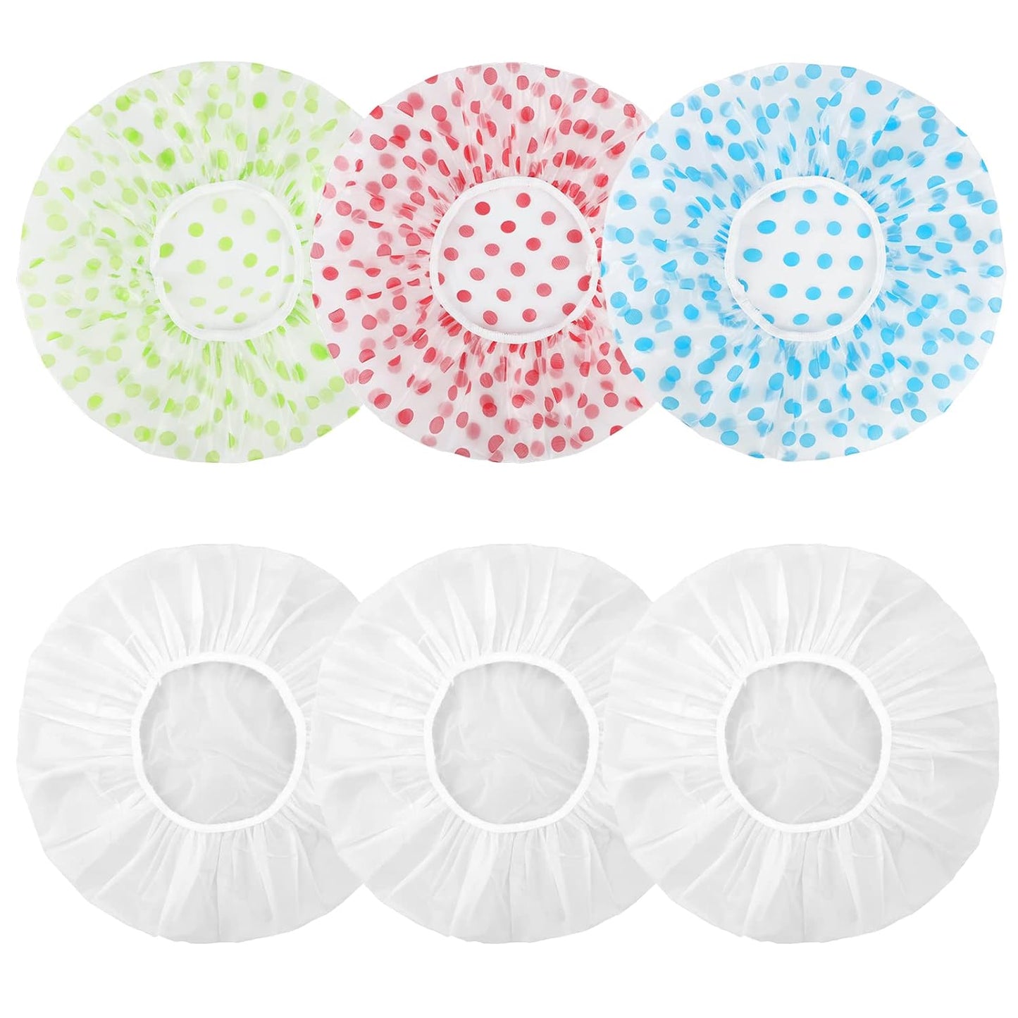 Shower Caps, 3 Pcs Plastic Reusable Shower Caps Elastic Band Bath Caps for Women Ladies Spa Salon