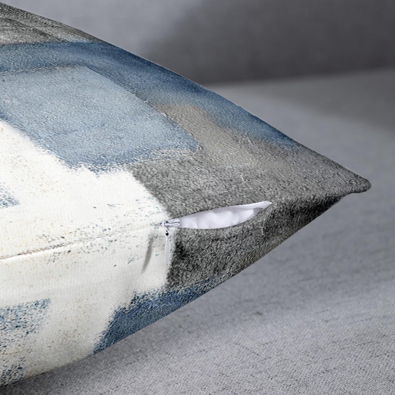 Emvency Set of 2 Throw Pillow Covers Modern Abstract Painting Blue White and Gray Decorative Sofa Pillow Cases Home Decor Standard Square 18x18 Inches Pillowcases