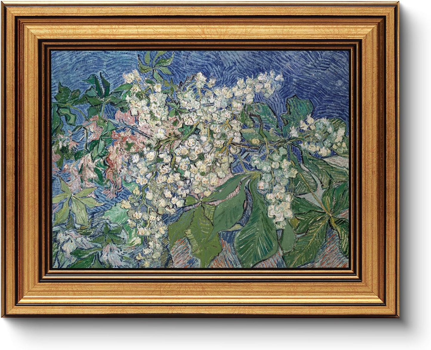 Gold Framed Vintage Wall Art for Living Room, Flowers Painting Canvas Prints Shelf Decor for Kitchen, Aesthetic Bedroom Wall Art, Christmas Gifts for Friends or Family (White Hydrangea 8"x10")