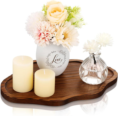 Small Decorative Tray Wood Decorative Serving Tray for Candles Perfume, Cloud Wooden Jewelry Tray Trinket Dish, Wooden Trays for Coffee Table Home Decor