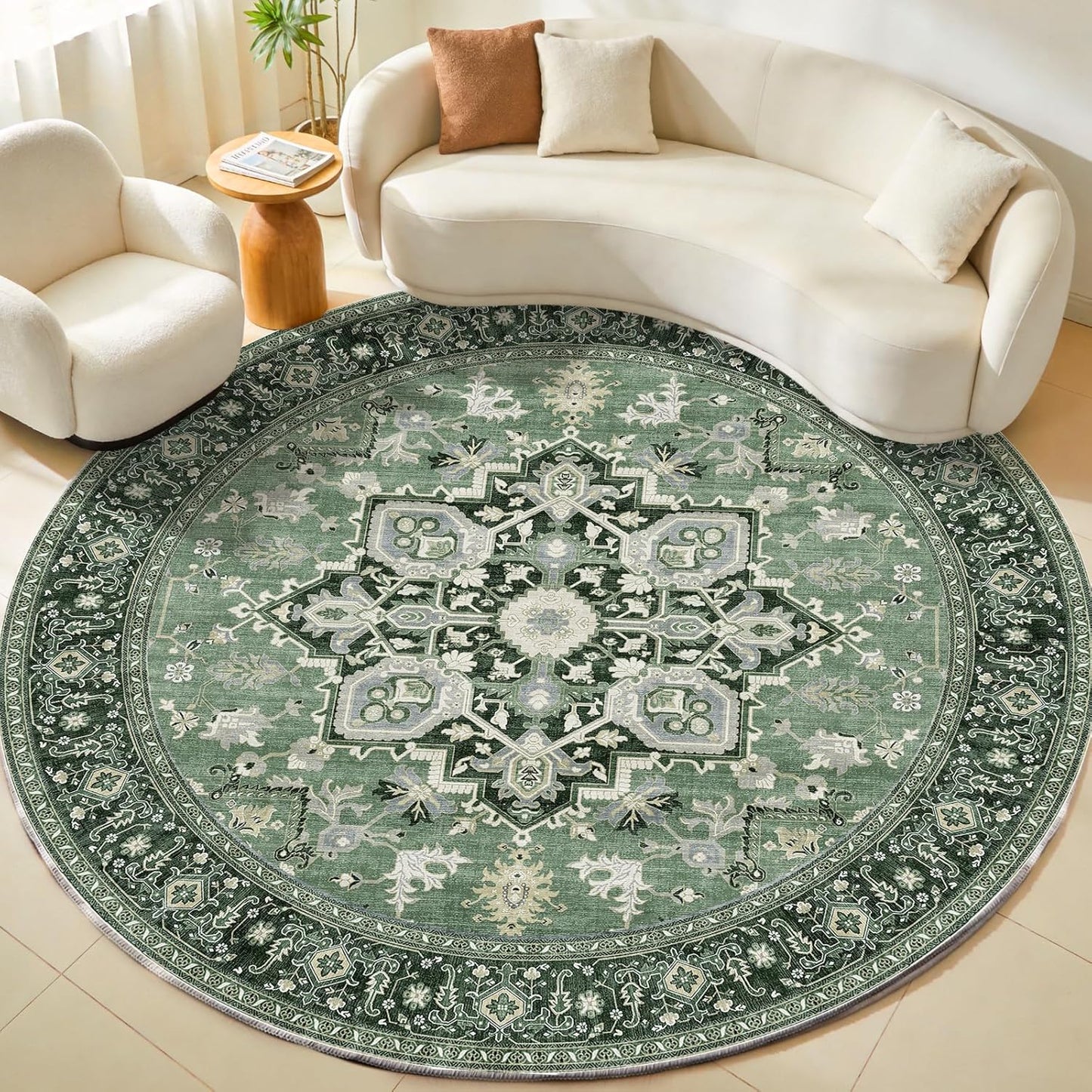 Soft Area Rugs 5x7, 5x7 Washable Rug with Non Slip Backing, 5 x 7 Faux Cashmere Low-Pile Carpet, Navy Blue & Gold