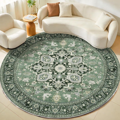 Soft Area Rugs 5x7, 5x7 Washable Rug with Non Slip Backing, 5 x 7 Faux Cashmere Low-Pile Carpet, Navy Blue & Gold