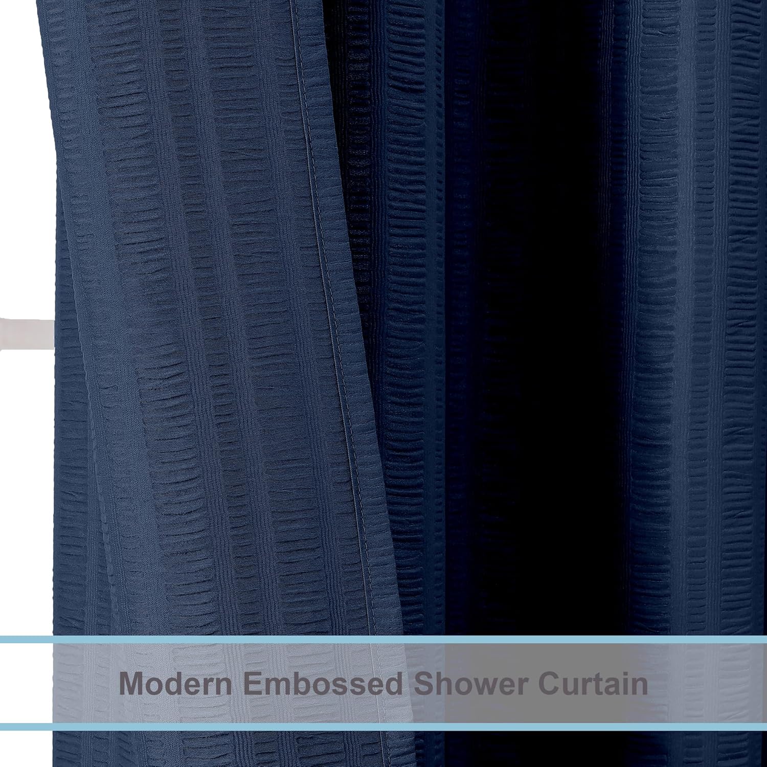Moga Navy Blue Fabric Shower Curtains for Bathroom - Blue Hotel Spa Polyester Cloth Bath Curtain with 12 Holes, 72x72, Machine Washable, Navy Blue