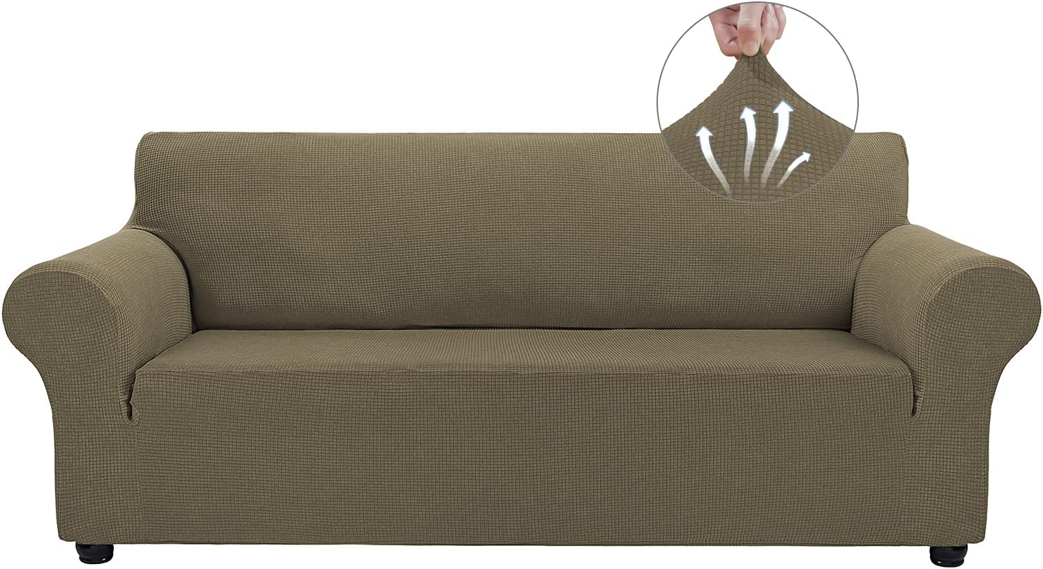 Couch Covers for 3 Cushion Couch Sofa Pet Friendly, 3 Seater Sofa Cover Washable Slipcovers Protector Furniture Covers for Dogs Spandex Jacquard Fabric Small Checks（Large，Black）