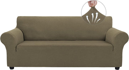 Couch Covers for 3 Cushion Couch Sofa Pet Friendly, 3 Seater Sofa Cover Washable Slipcovers Protector Furniture Covers for Dogs Spandex Jacquard Fabric Small Checks（Large，Black）
