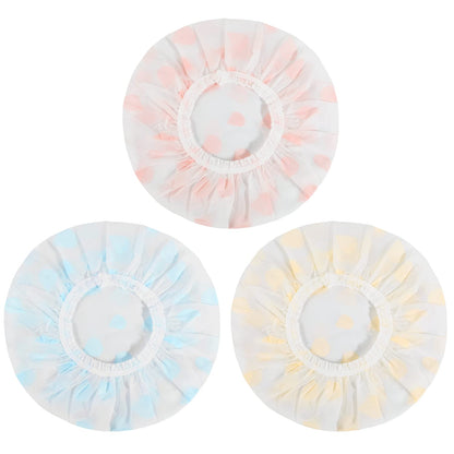 Shower Caps, 3 Pcs Plastic Reusable Shower Caps Elastic Band Bath Caps for Women Ladies Spa Salon