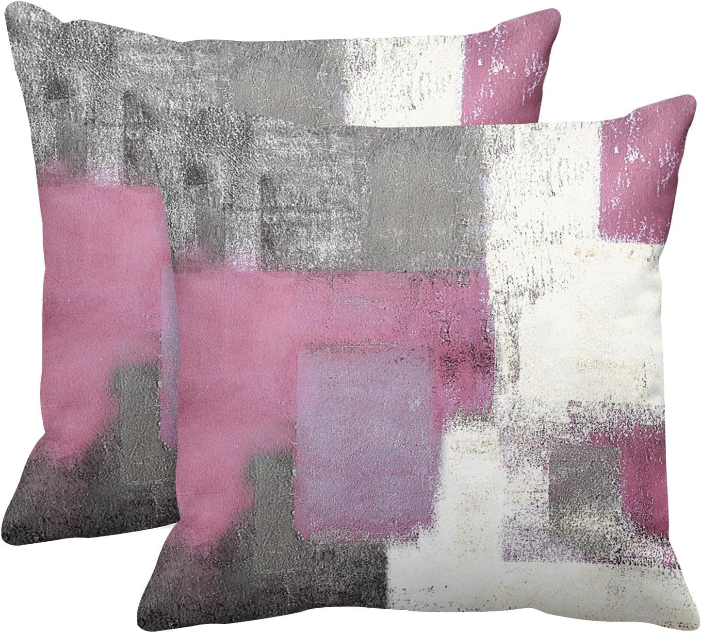 Emvency Set of 2 Throw Pillow Covers Modern Abstract Painting Blue White and Gray Decorative Sofa Pillow Cases Home Decor Standard Square 18x18 Inches Pillowcases