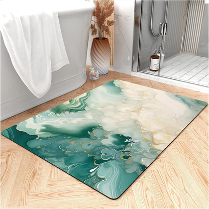 Thin Bath Mat, Diatomaceous Earth Shower Mat Non Slip Instantly Removes Water Drying Fast Bathroom Mat Modern Abstract Wave Marble Texture Easy to Clean (3x5ft/36x60in/90x150cm, Pink)