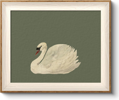 Framed Wall Art for Living Room, Swan Art Canvas Prints, Vintage Home Decor, Animals Painting Picture, Bathroom Wall Decor Gifts for Friends or Family - 12L x 10W