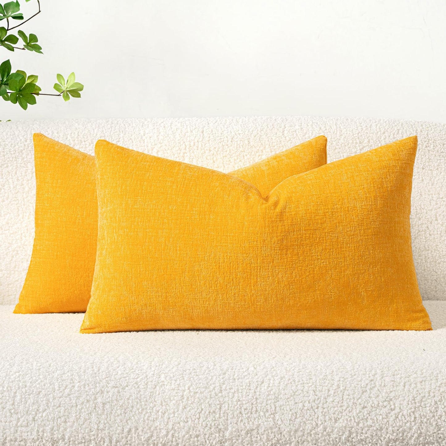 MIULEE Pack of 2 Couch Throw Pillow Covers 18x18 Inch Spring Soft Sage Green Chenille Pillow Covers for Sofa Living Room Solid Dyed Pillow Cases