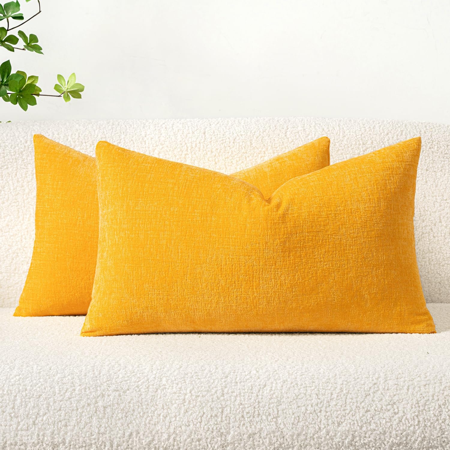 MIULEE Pack of 2 Couch Throw Pillow Covers 18x18 Inch Spring Soft Sage Green Chenille Pillow Covers for Sofa Living Room Solid Dyed Pillow Cases