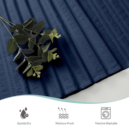 Moga Navy Blue Fabric Shower Curtains for Bathroom - Blue Hotel Spa Polyester Cloth Bath Curtain with 12 Holes, 72x72, Machine Washable, Navy Blue