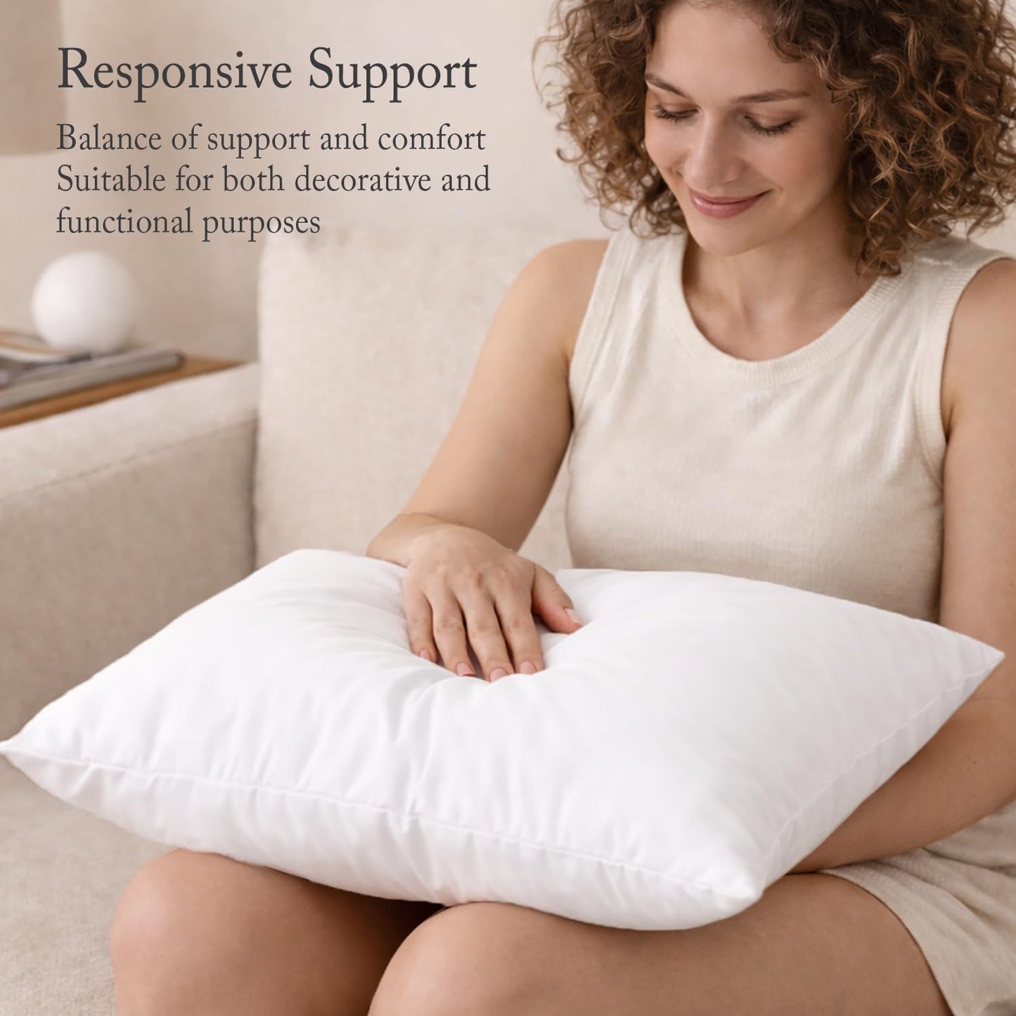 puredown® Feather Down Throw Pillow Inserts 22 x 22 (Pack of 2, White), Big Throw Pillows for Floor, Couch, Bed, Machine Washable