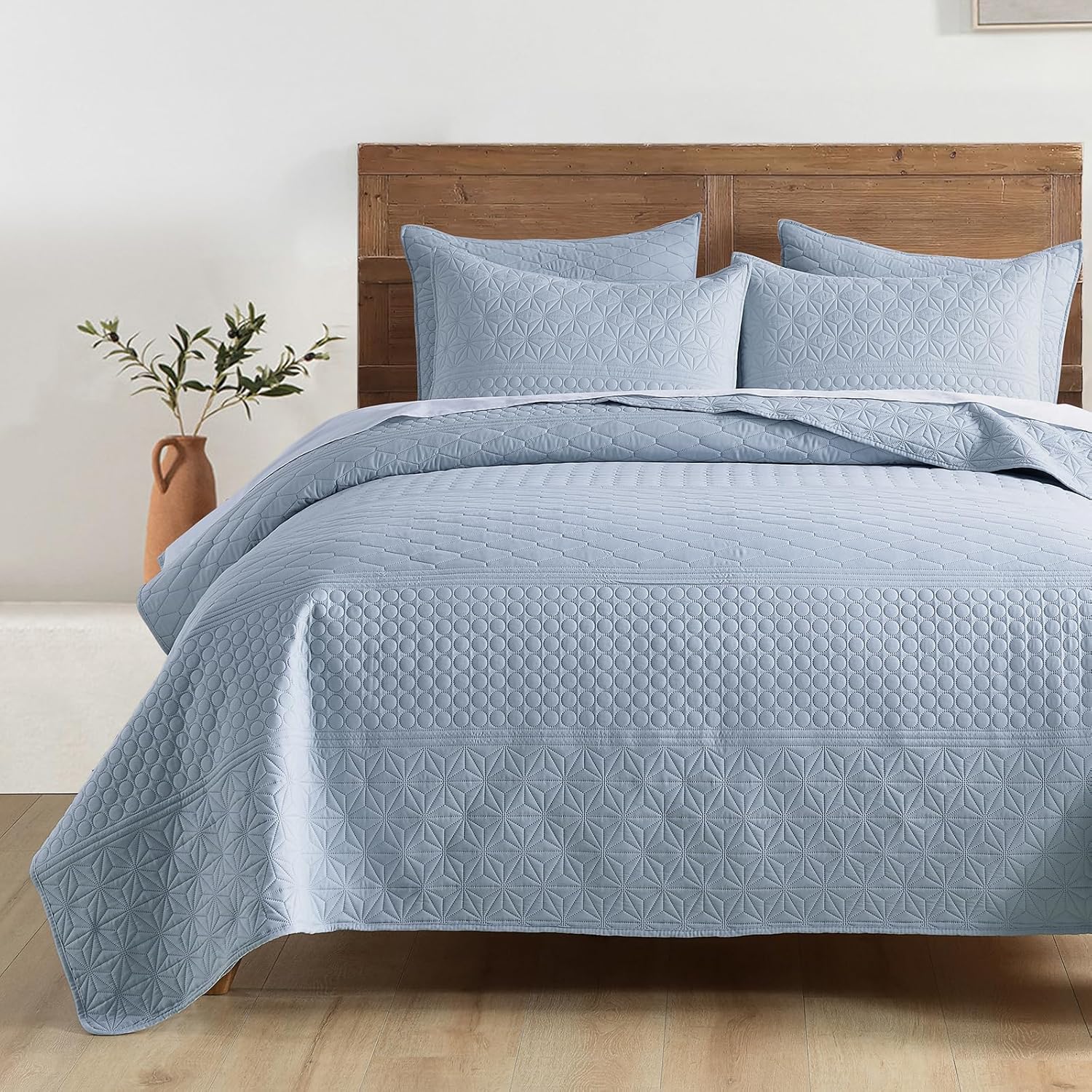 HOME Quilt Set Queen Size Navy Blue, Classic Geometric Diamond Stitched Pattern, Ultra Soft Microfiber Lightweight Bedding Bedspread Coverlet for All Season with 1 Quilt 2 Pillow Shams