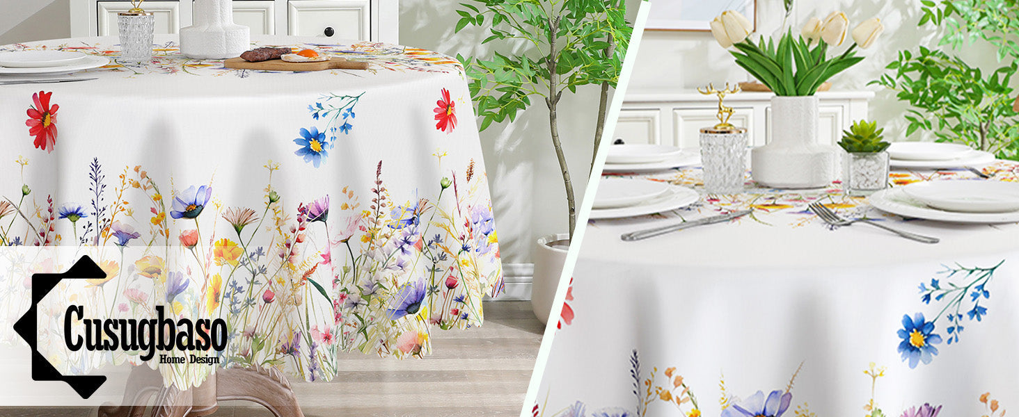 Spring Tablecloth 60x84 Inch for Rectangle Tables - Blooming Flower Spring Decorations for Home - Water Resistant Flower Table Cloth for Party,Table