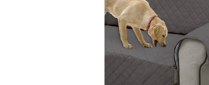 Easy-Going Reversible Couch Cover for 3 Cushion Couch Sofa Cover for Dogs Water Resistant Furniture Protector Cover with Foam Sticks Elastic Straps for Pet Cat (Sofa, Gray/Light Gray)