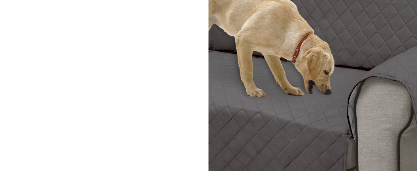 Easy-Going Reversible Couch Cover for 3 Cushion Couch Sofa Cover for Dogs Water Resistant Furniture Protector Cover with Foam Sticks Elastic Straps for Pet Cat (Sofa, Gray/Light Gray)