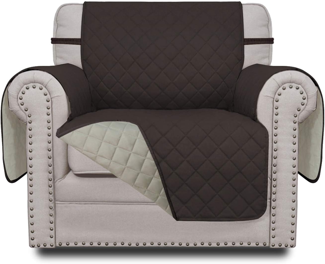 Easy-Going Reversible Couch Cover for 3 Cushion Couch Sofa Cover for Dogs Water Resistant Furniture Protector Cover with Foam Sticks Elastic Straps for Pet Cat (Sofa, Gray/Light Gray)
