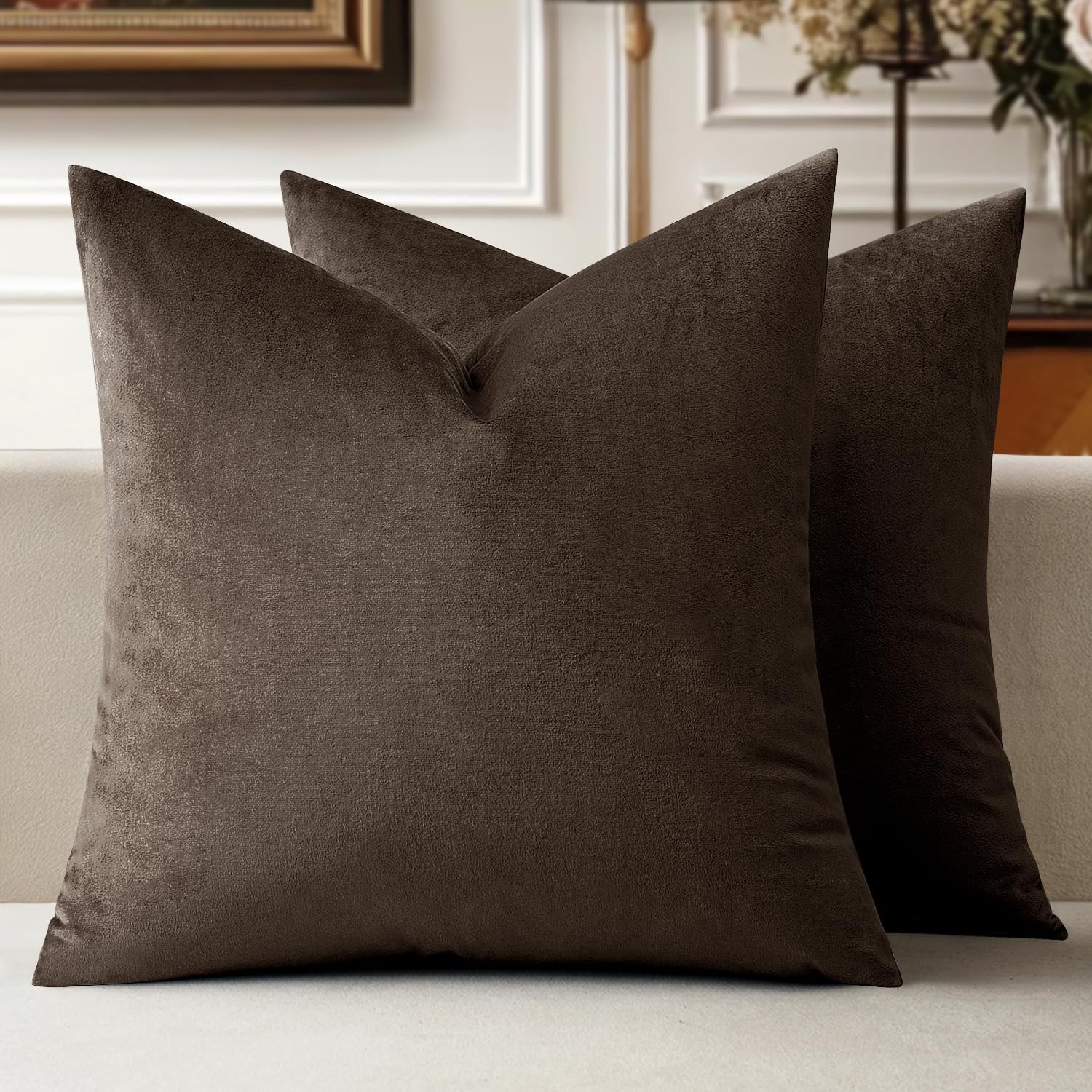 MIULEE Velvet Throw Pillow Covers 18x18 Inch, Pack of 2 - Dark Blue, Super Soft Decorative Square Cushion Cases Modern Luxury Home Decor for Sofa, Couch, Bed, Chair
