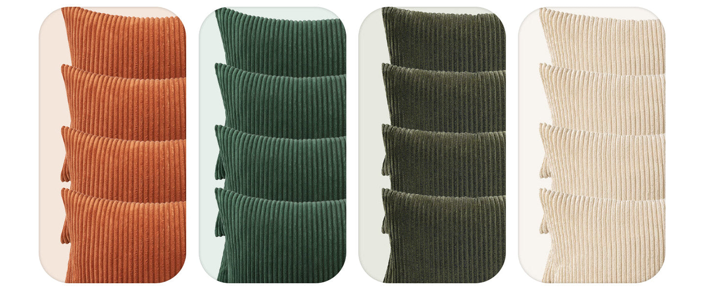 MIULEE Boho Farmhouse Sage Green Throw Pillow Covers 18x18 Inch Set of 4 Mordern Nordic Cushion Covers Soft Corduroy Spring Home Decor for Couch Bed Sofa Living Room Forest Green