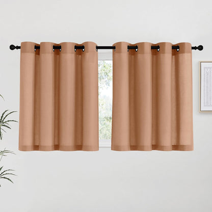 Natural Linen Curtains 84 inch Long 2 Panels Set, Grommet Top Thick Linen Burlap Semi Sheer Vertical Drapes Privacy Assured with Light Filtering for Bedroom/Living Room, W55 x L84
