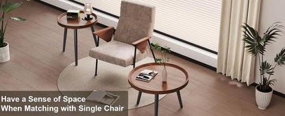 2 PCS Small Round Coffee Table Set, Mid Century Modern Coffee Tables for Living Room, Walnut Nesting Tables for Small Spaces, Easy Assembly Circle Wood Center Table,Black Nesting Coffee Table Set of 2