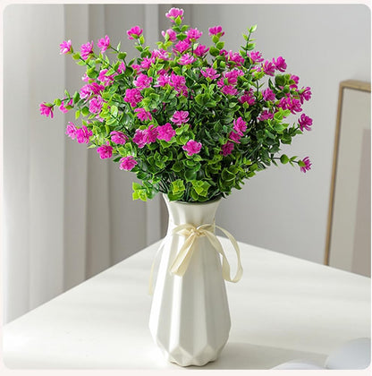Ceramic Vase with Ribbon, 7.9" H, Artistic Design Flower Vase Geometrical Style for Modern Home Decoration