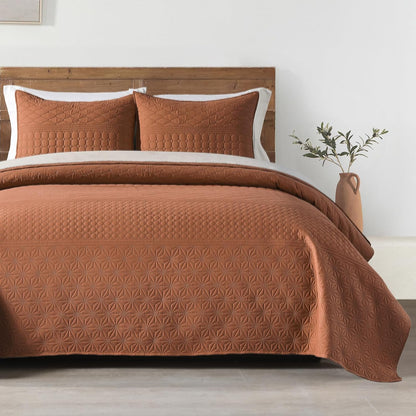 HOME Quilt Set Queen Size Navy Blue, Classic Geometric Diamond Stitched Pattern, Ultra Soft Microfiber Lightweight Bedding Bedspread Coverlet for All Season with 1 Quilt 2 Pillow Shams