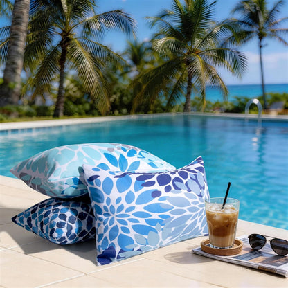 Outdoor Pillows, Pack of 2 12x20 Lumbar Pillows Water Resistant Decorative Throw Pillows for Couch, Sofa and Patio Furniture(Blue)