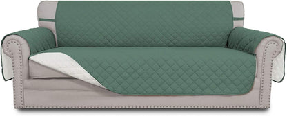 Easy-Going Reversible Couch Cover for 3 Cushion Couch Sofa Cover for Dogs Water Resistant Furniture Protector Cover with Foam Sticks Elastic Straps for Pet Cat (Sofa, Gray/Light Gray)