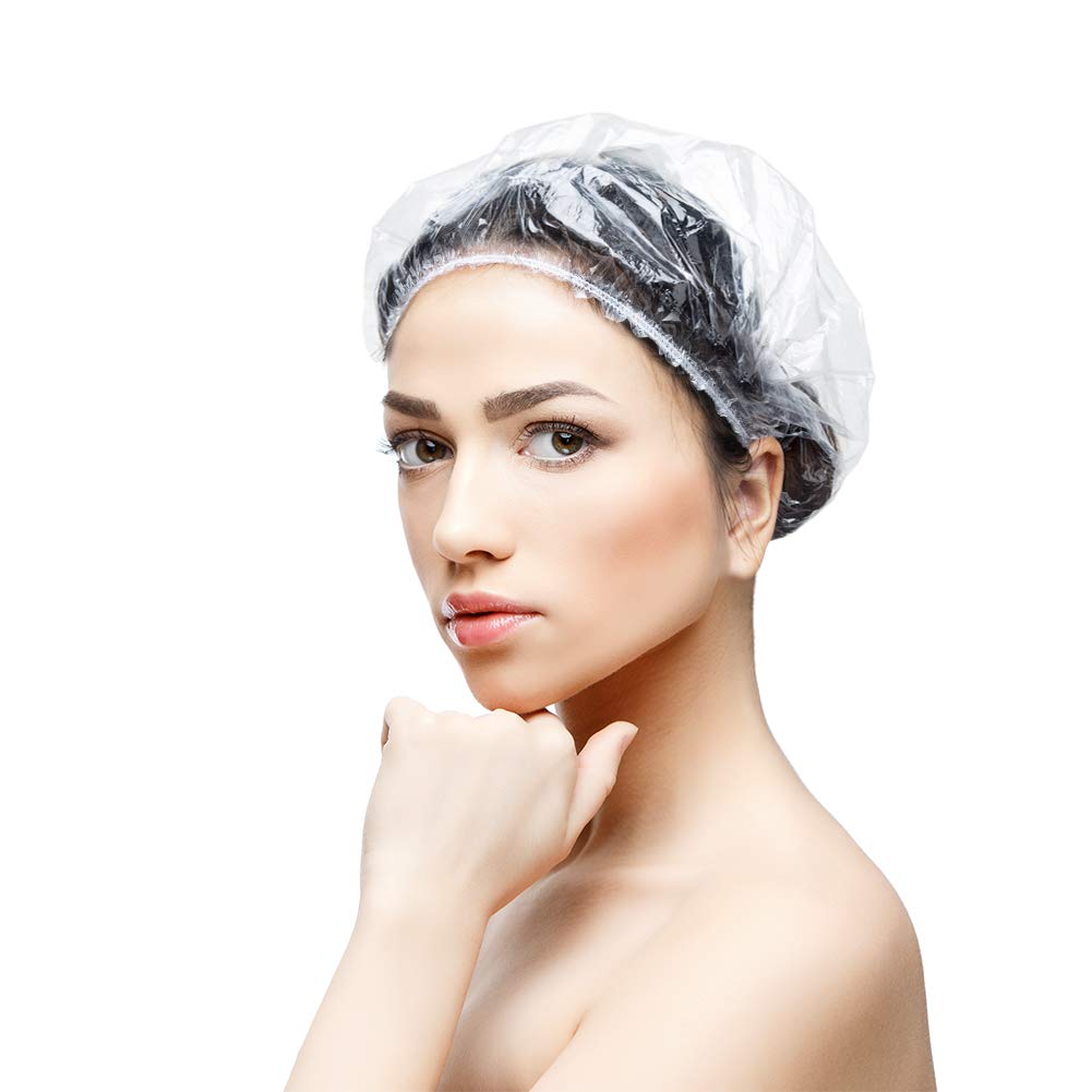 30pcs Disposable Shower Caps-Multi-Purpose Thickening Elastic Bath Cap Plastic Waterproof Clear Shower Cap Bath Shower Caps Women Spa,Men Hair Caps,Home Use,Hotel and Hair Salon, Travel.(Size 46CM)