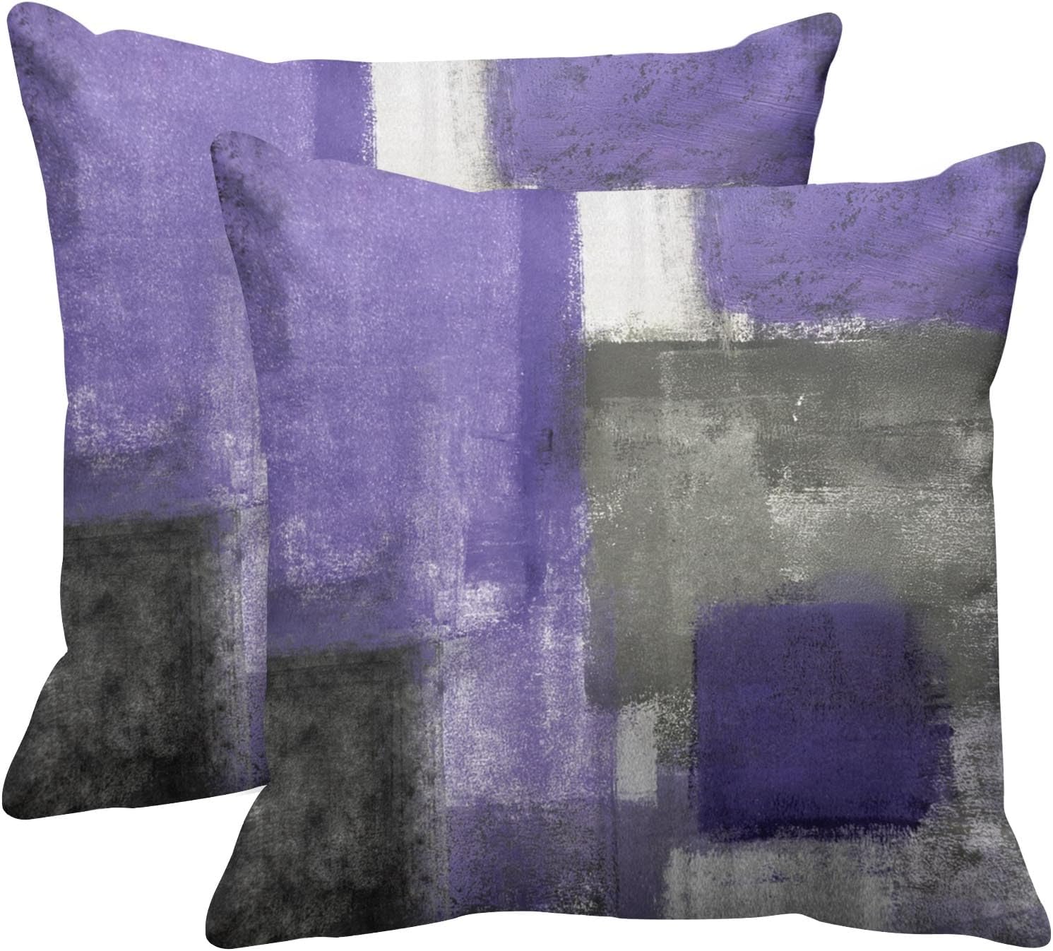 Emvency Set of 2 Throw Pillow Covers Modern Abstract Painting Blue White and Gray Decorative Sofa Pillow Cases Home Decor Standard Square 18x18 Inches Pillowcases