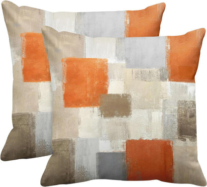 Emvency Set of 2 Throw Pillow Covers Modern Abstract Painting Blue White and Gray Decorative Sofa Pillow Cases Home Decor Standard Square 18x18 Inches Pillowcases